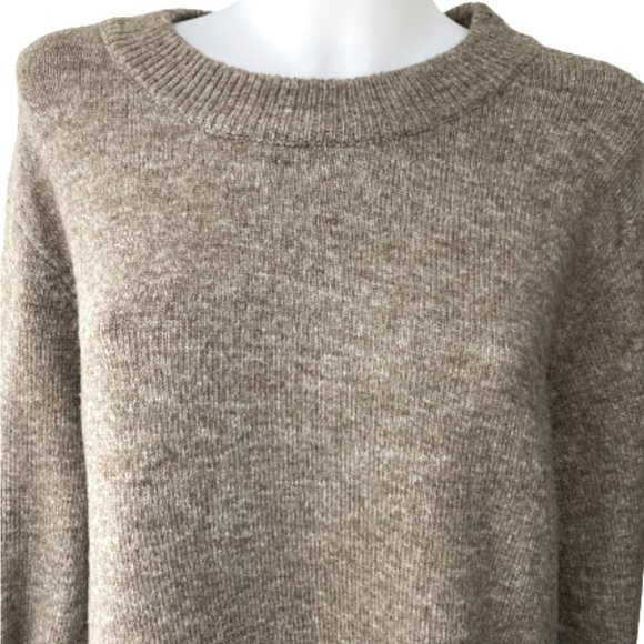 Zara Knit Over Sized Taupe High Low Sweater with Tie Sleeves Size Medium. - Picture 5 of 16